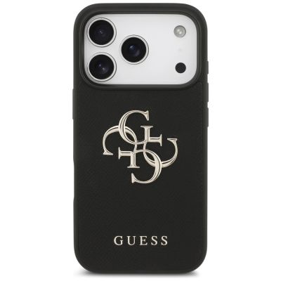 3. Guess Grained Big 4G & Classic Logo Hülle für iPhone 17 Pro - Schwarz