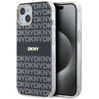 DKNY IML Mono & Stripe MagSafe Hülle für iPhone 15/14/13 – Schwarz
