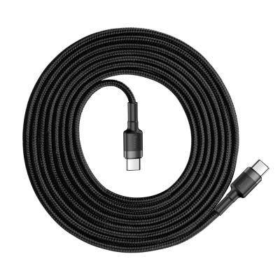 2. Baseus CATKLF-HG1 USB-C – USB-C PD QC-Kabel 60 W 3 A 480 Mbit/s 2 m – Schwarz und Grau
