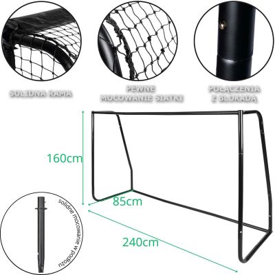 12. Fußballtor mit Netz 240x160x85cm ENERO PRO