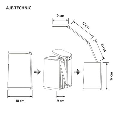8. Moderne LED-Schreibtischleuchte Activejet TECHNIC weiß mit LED-Anzeige (Datum, Uhrzeit, Wecker), faltbar