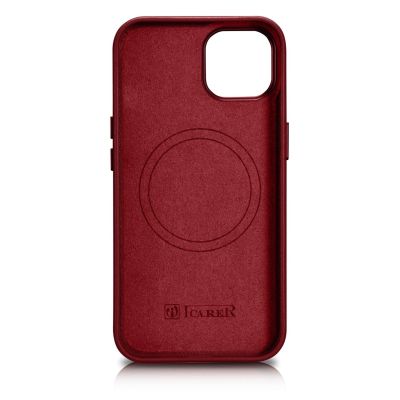 3. iCarer Case Lederhülle aus Naturleder für iPhone 14 Plus rot (kompatibel mit MagSafe)