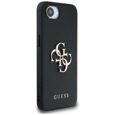 4. Guess PU Grained 4G Metal Logo iPhone 16e Hülle - Schwarz