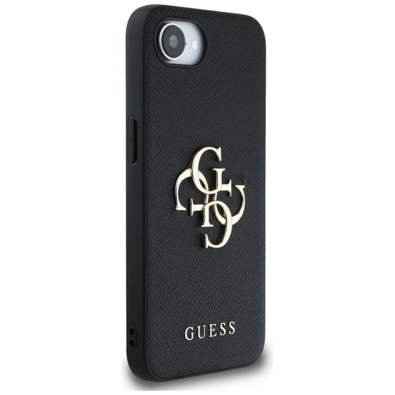 4. Guess PU Grained 4G Metal Logo iPhone 16e Hülle - Schwarz