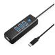 Orico PW3UR25-C3 USB-Hub mit 4 Anschlüssen (3x USB-A 3.0, 1x RJ45 2,5G Ethernet, 0,5 m Kabel) – Schwarz