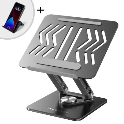4. Wozinsky WRS-CPY84SB 360-Grad-Laptop- und Tablet-Ständer aus Aluminium + kostenloser Smartphone-Ständer – Schwarz
