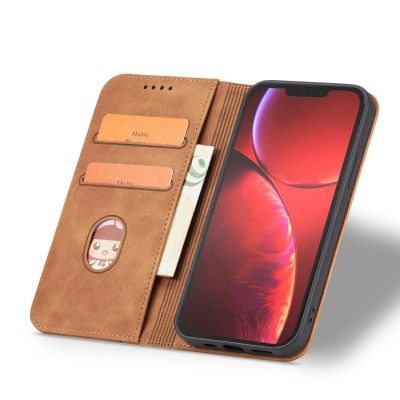 7. Magnet Fancy Case Case für iPhone 13 Pro Max Tasche Brieftasche Kartenhalter Braun