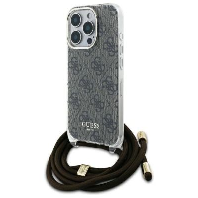 Guess Crossbody Cord 4G Print Hülle für iPhone 16 Pro – braun