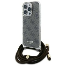 Guess Crossbody Cord 4G Print Hülle für iPhone 16 Pro – braun