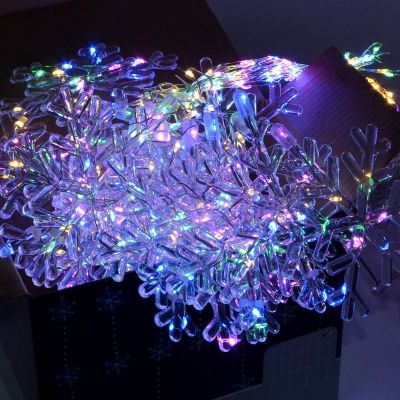 23. Weihnachtsbaumbeleuchtung, Lichtervorhang 200x200 cm, 408 LEDs, Schneeflocken, mehrfarbig