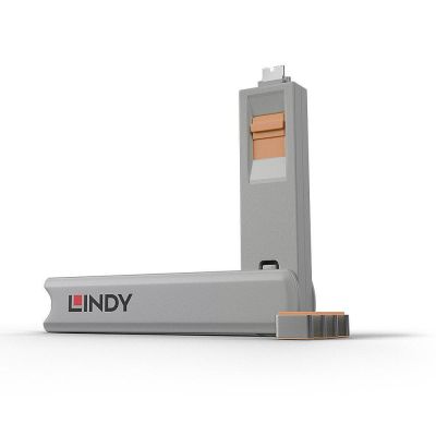 Lindy 40428 Port Blocker USB Typ-C Port Sperrschlüssel Grau, Orange 4 Stück.