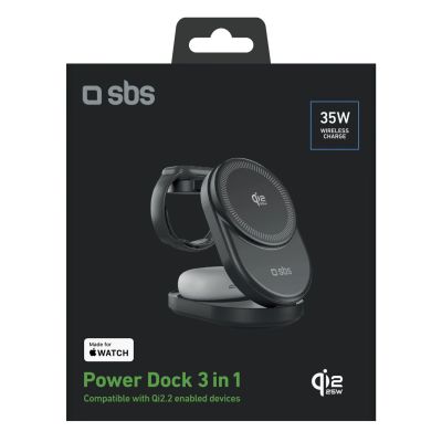 2. SBS Qi2.2 25W Induktive 3-in-1 Faltbare Ladestation mit MFI-Zertifizierung – Schwarz