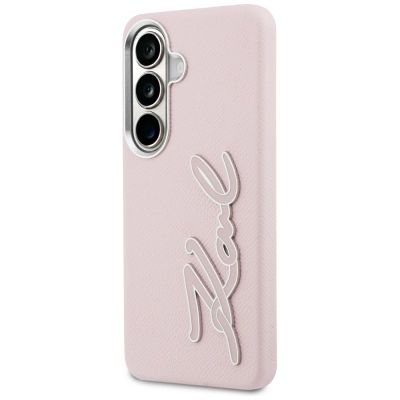 2. Karl Lagerfeld Schutzhülle mit genarbtem Logo aus Metallharz für Samsung Galaxy S26 – Pink