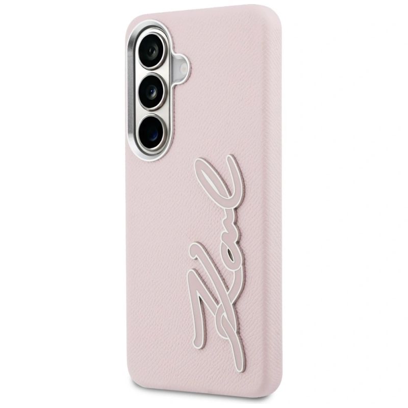 2. Karl Lagerfeld Schutzhülle mit genarbtem Logo aus Metallharz für Samsung Galaxy S26 – Pink