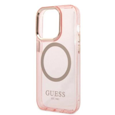 6. Guess GUHMP14LHTCMP iPhone 14 Pro 6,1" rosa/rosa Hartschale Gold Outline Translucent MagSafe