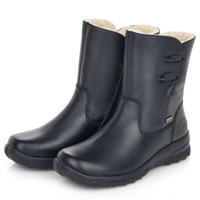 8. Rieker Z7172-00 Wasserdichte, bequeme schwarze Damen-Ankle-Boots aus Leder