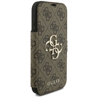 4. Guess Book 4G Metall-Logo-Hülle für iPhone 18 Pro / 17 Pro – Braun