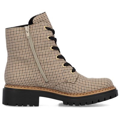 2. Gefütterte Damen-Ankle-Boots, Hahnentrittmuster, Beige, Rieker 72617-60