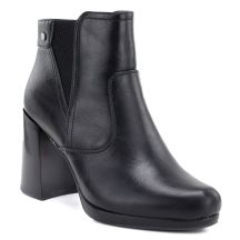Damen-Ankle-Boots mit Blockabsatz und Plateau, gefüttert, schwarz, M.Daszyński AF125B-1