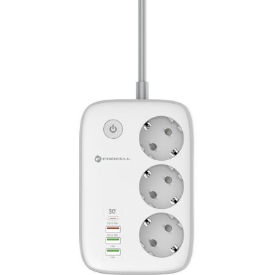 Forcell F-Energy Steckdosenleiste 3x Schuko, USB-C 30W, 3x USB-A QC3.0 PD WiFi Tuya 2500W 10A