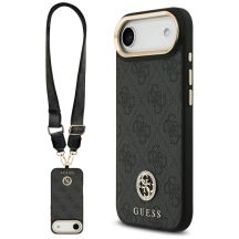 Guess 4G Strass Logo & Big Strap Metal Buttons MagSafe Case für iPhone Air - Schwarz