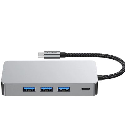 4. Tech-Protect HB05 HUB 9in1 Adapter USB-C + USB2.0 + USB3.0 + HDMI 4K 60HZ + SD / TF + PD100W + RJ45 - Grau