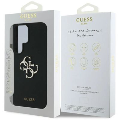 8. Guess Silikon Big 4G Logo Bottom Script Hülle für Samsung Galaxy S25 Ultra - Schwarz