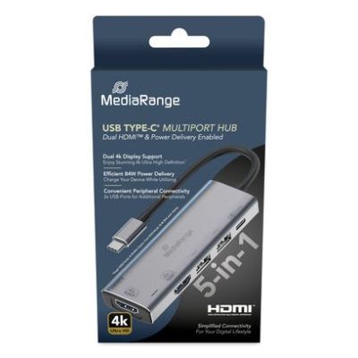 MediaRange MRCS511 USB-Typ-C Hubs und Konzentratoren 480 Mbit/s Silber