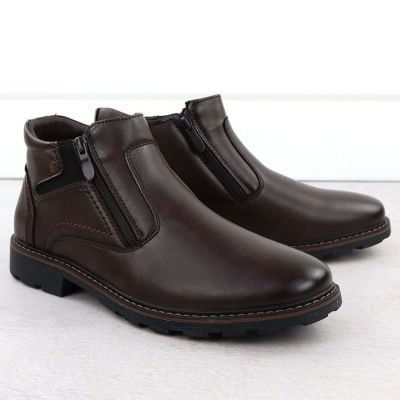 7. Herren-Winterstiefeletten mit Fellfutter und Reißverschlüssen, braun VanHorn AN71309