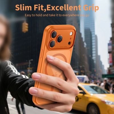5. Tech-Protect Magpeak Magsafe CC Hülle für iPhone 17 Pro - Transparent Orange