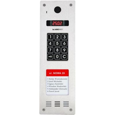 Laskomex CP-2533NR-040 Schlankes vertikales Audiopanel, Edelstahl, mit RFID-Lesegerät und LÄNGERER Mieterliste (kompatibel mit dem Modul KAM3-1)