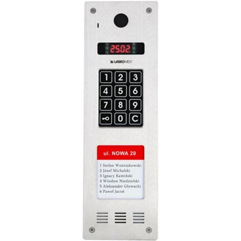 Laskomex CP-2533NR-040 Schlankes vertikales Audiopanel, Edelstahl, mit RFID-Lesegerät und LÄNGERER Mieterliste (kompatibel mit dem Modul KAM3-1)