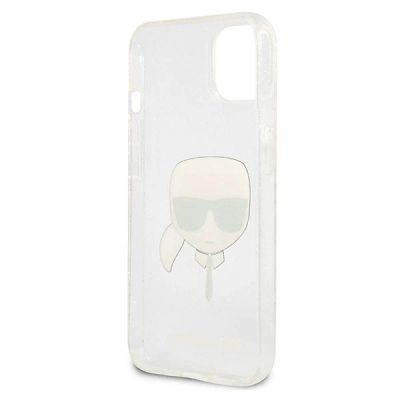 7. Karl Lagerfeld Glitter Karl's Head Hülle für iPhone 13 mini - Silber