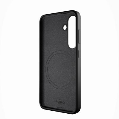 7. Puro Icon Mag Silikonhülle mit MagSafe für Samsung Galaxy S25+ – Schwarz