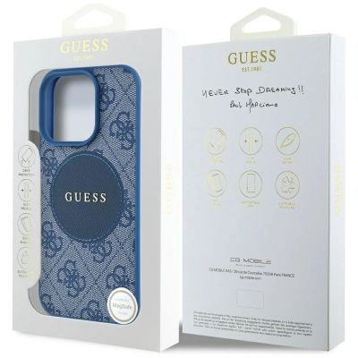 8. Guess 4G Circle Classic Logo MagSafe Hülle für iPhone 16 Pro Max - Blau