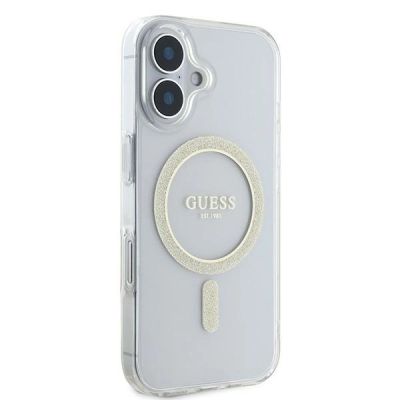 4. Guess IML Glitter Circle MagSafe Hülle für iPhone 16 – transparent