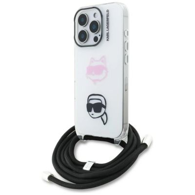 Karl Lagerfeld IML Crossbody Karl&Choupette Head Case für iPhone 16 Pro Max – Weiß