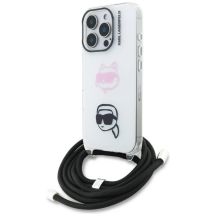 Karl Lagerfeld IML Crossbody Karl&Choupette Head Case für iPhone 16 Pro Max – Weiß