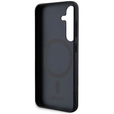7. DKNY Leather Pattern Metal Logo MagSafe-Hülle für Samsung Galaxy S24 – Schwarz