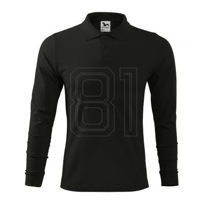 4. Malfini Single J. LS M MLI-21101 schwarzes Poloshirt