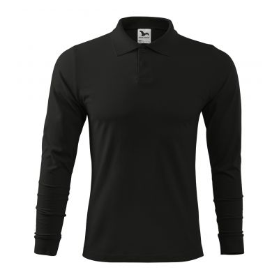 4. Malfini Single J. LS M MLI-21101 schwarzes Poloshirt