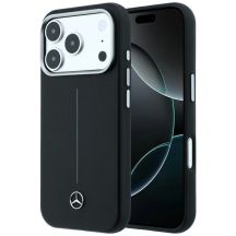 Mercedes Leder-Halbwickelhülle mit ikonischer Linie und MagSafe-Funktion für iPhone 18 Pro Max / 17 Pro Max – Schwarz