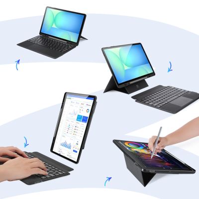 7. Dux Ducis (DK-Serie) Tastaturhülle für Samsung Tab S10 FE+ (Plus) mit Hintergrundbeleuchtung – Schwarz