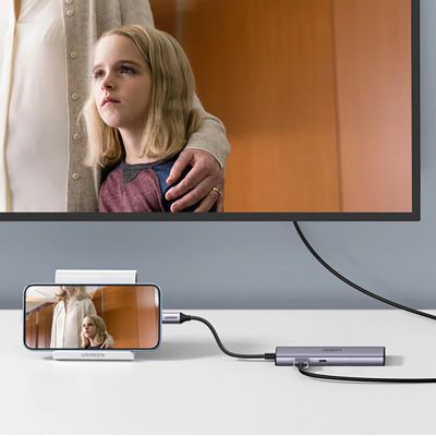 16. Ugreen CM512 90568 USB-C-Adapter – 2x USB-A 3.0 / HDMI / RJ45 / SD- und TF-Kartenleser / USB-C PD 100 W – Grau