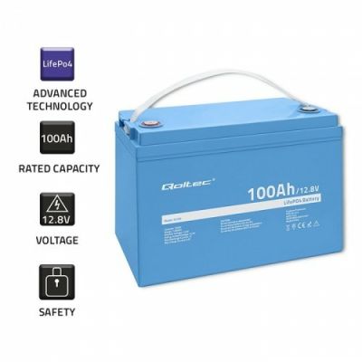 3. Qoltec 53705 Lithium-Eisenphosphat (LiFePO4) Autobatterie 100 Ah 12,8 V 100 A