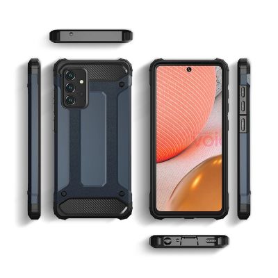 4. Hybrid Armor robuste TPU/PC Panzer Handyhülle Hard Case für Samsung Galaxy A72 4G blau