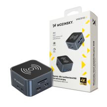 Hub USB-C 12 in 1 Wozinsky WHBC09Y8S multifunktional, mit kabelloser Ladefunktion, Aluminium, mit 15 cm Kabel - grau