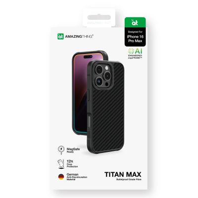 4. AmazingThing Titan Max Case mit 1500D Aramidfasern für iPhone 16 Pro Max - Schwarz