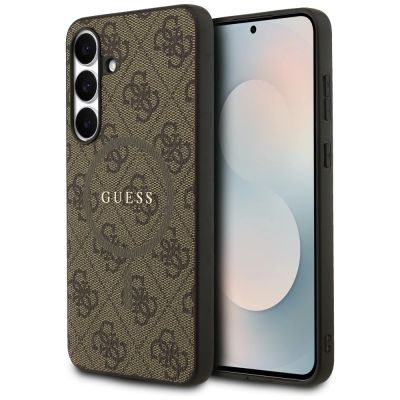 Guess 4G Ring Classic Logo MagSafe Hülle für Samsung Galaxy S25 FE - Braun
