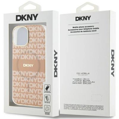 8. DKNY IML Mono & Stripe MagSafe Hülle für iPhone 15 Plus / 14 Plus – Pink